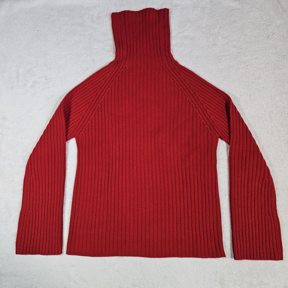 Banana Republic 100% Cashmere Red Turtleneck Ribbed Sweater